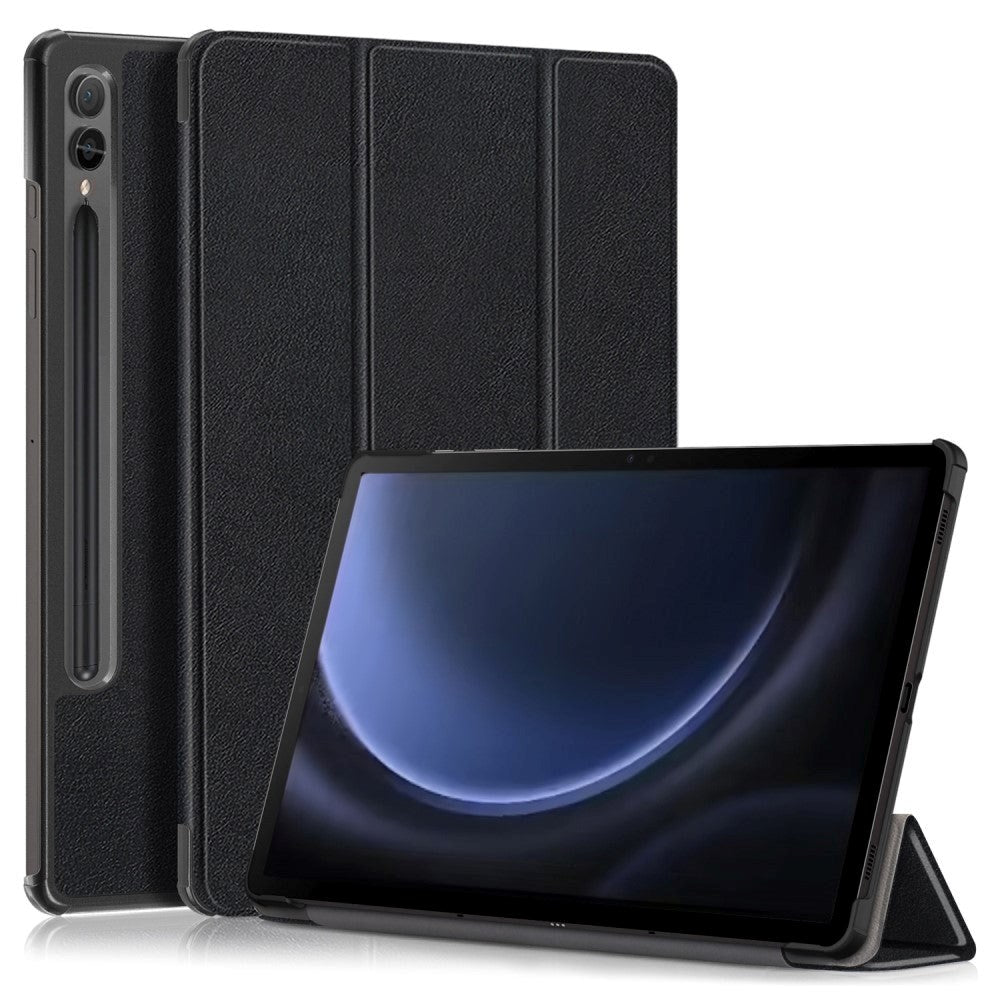 Samsung Galaxy Tab S9 FE+ (Plus) Tri-Fold Leather Case w. Stand - Black