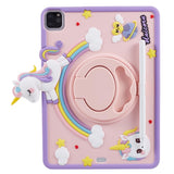 iPad Air (2022 / 2020) / Pro 11 (2022 / 2021 / 2020 / 2018) Kids Case w. Stand & Cartoon - Pink