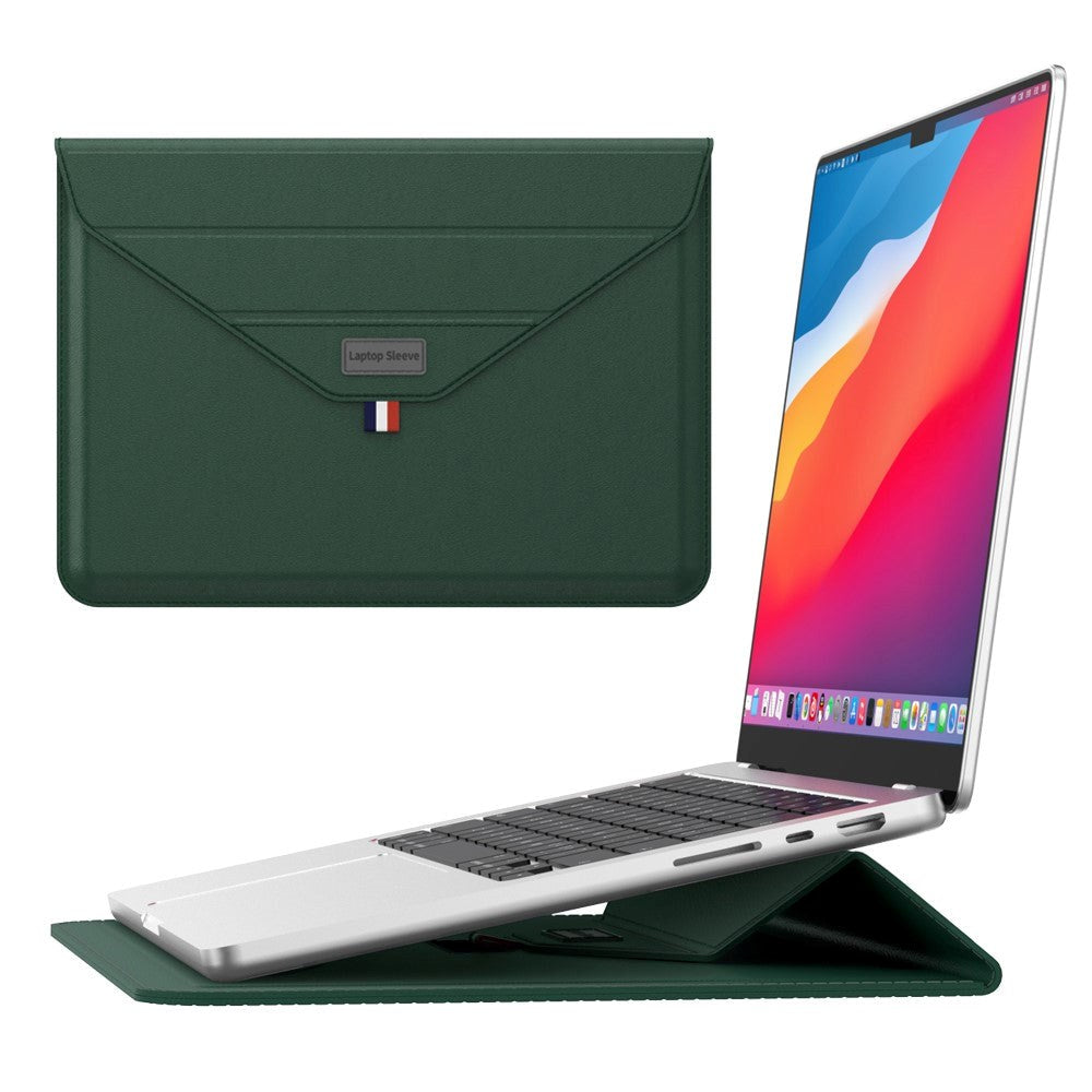 Laptop / MacBook Sleeve 13-14" (32 x 24 cm) w. Tri-fold Stand Function - Green