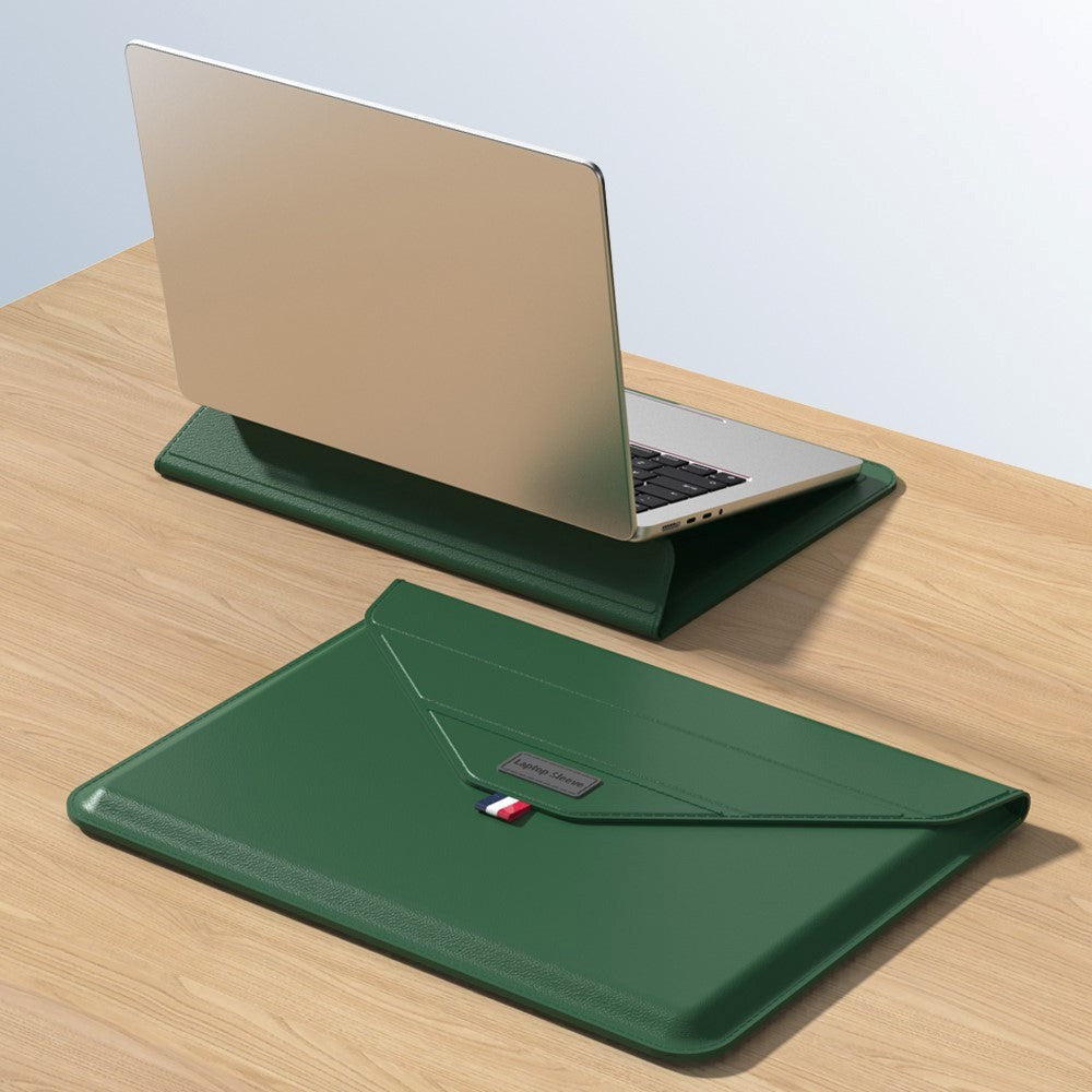 Laptop / MacBook Sleeve 13-14" (32 x 24 cm) w. Tri-fold Stand Function - Green