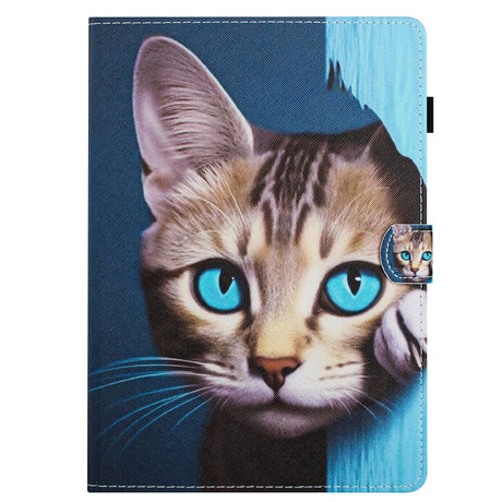 iPad 10.9" (2024/2022) Faux Leather Case w. Kickstand & Card Holder - Cat