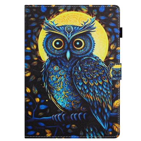 iPad 10.9" (2024/2022) Faux Leather Case w. Kickstand & Card Holder - Owl