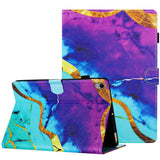 iPad 10.9" (2024/2022) Leather Case w. Kickstand & Card Holder - Purple / Blue Marble