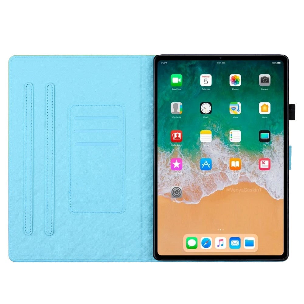 iPad 10.9" (2024/2022) Leather Case w. Kickstand & Card Holder - Purple / Blue Marble