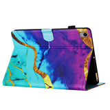iPad 10.9" (2024/2022) Leather Case w. Kickstand & Card Holder - Purple / Blue Marble