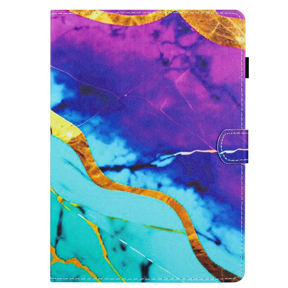 iPad 10.9" (2024/2022) Leather Case w. Kickstand & Card Holder - Purple / Blue Marble
