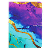 iPad 10.9" (2024/2022) Leather Case w. Kickstand & Card Holder - Purple / Blue Marble