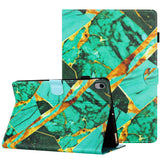 iPad 10.9" (2024/2022) Leather Case w. Kickstand & Card Holder - Green / Gold Marble