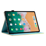 iPad 10.9" (2024/2022) Leather Case w. Kickstand & Card Holder - Green / Gold Marble