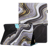 iPad 10.9" (2024/2022) Leather Case w. Kickstand & Card Holder - Black / Gold Marble