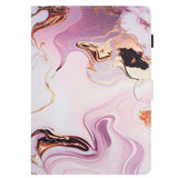 iPad 10.9" (2024/2022) Leather Case w. Kickstand & Card Holder - Gold / Pink Marble