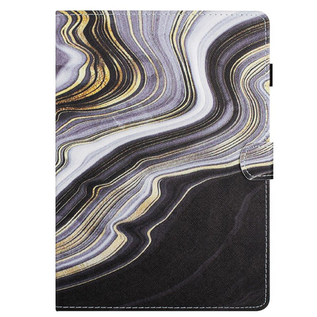 iPad 10.2" (2021 / 2020 / 2019) Leather Case w. Kickstand & Card Holder - Black / Gold Marble