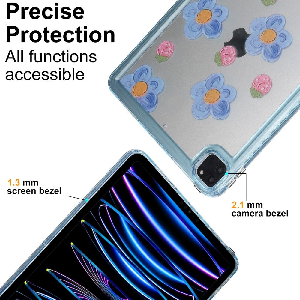 iPad Pro 11" ( 2022 / 2021 / 2020 / 2018) Flexible Plastic Case - Flowers and Strawberries