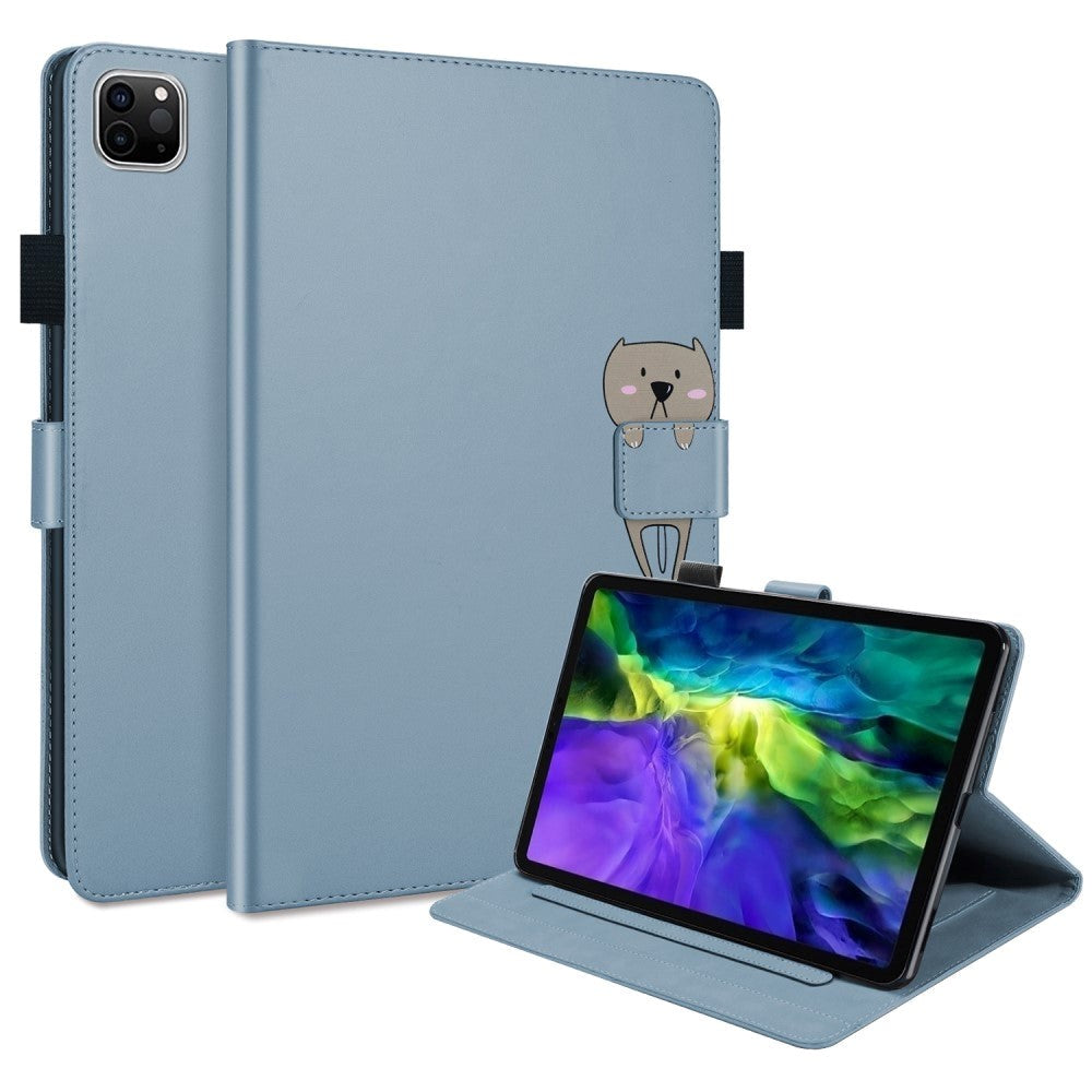 iPad Pro 11" (2022 / 2021 / 2020) Leather Flip Case w. Animal Motif - Blue