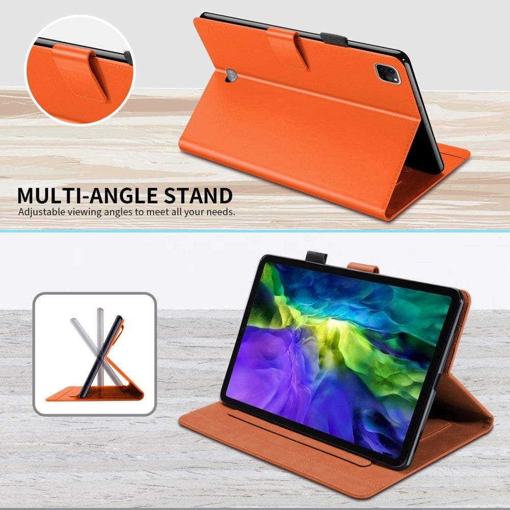 iPad Pro 11" (2022 / 2021 / 2020) Leather Flip Case w. Animal Motif - Orange