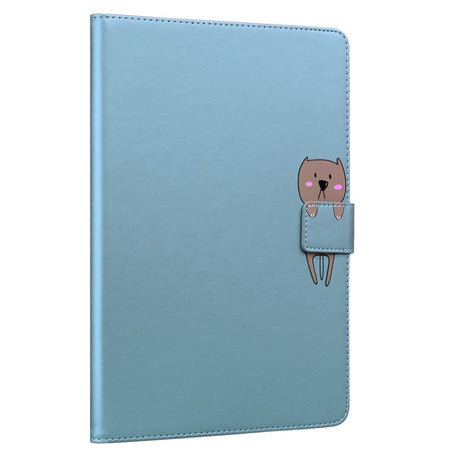 iPad 10.9" (2024/2022) Leather Flip Case w. Animal Motif - Blue