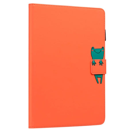 iPad 10.9" (2024/2022) Leather Flip Case w. Animal Motif - Orange