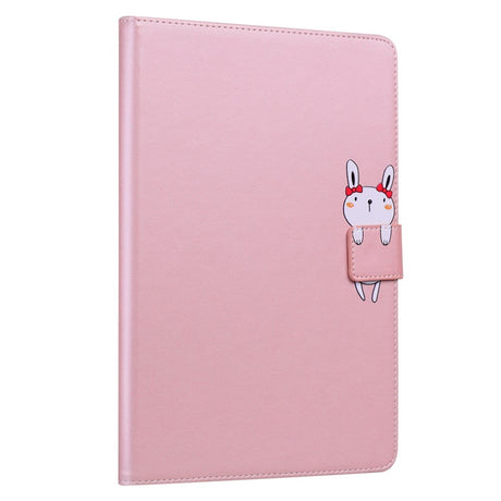 iPad 10.9" (2024/2022) Leather Flip Case w. Animal Motif - Pink