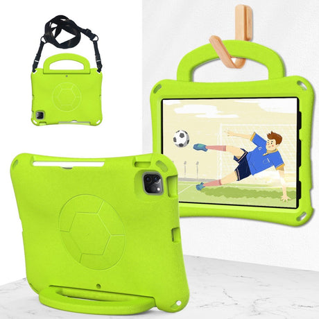 EIDERWOOD iPad Air 10.9" (2022 / 2020) / Pro 11" (2024-2018) Kids Case - Football - Kickstand & Handle - Green