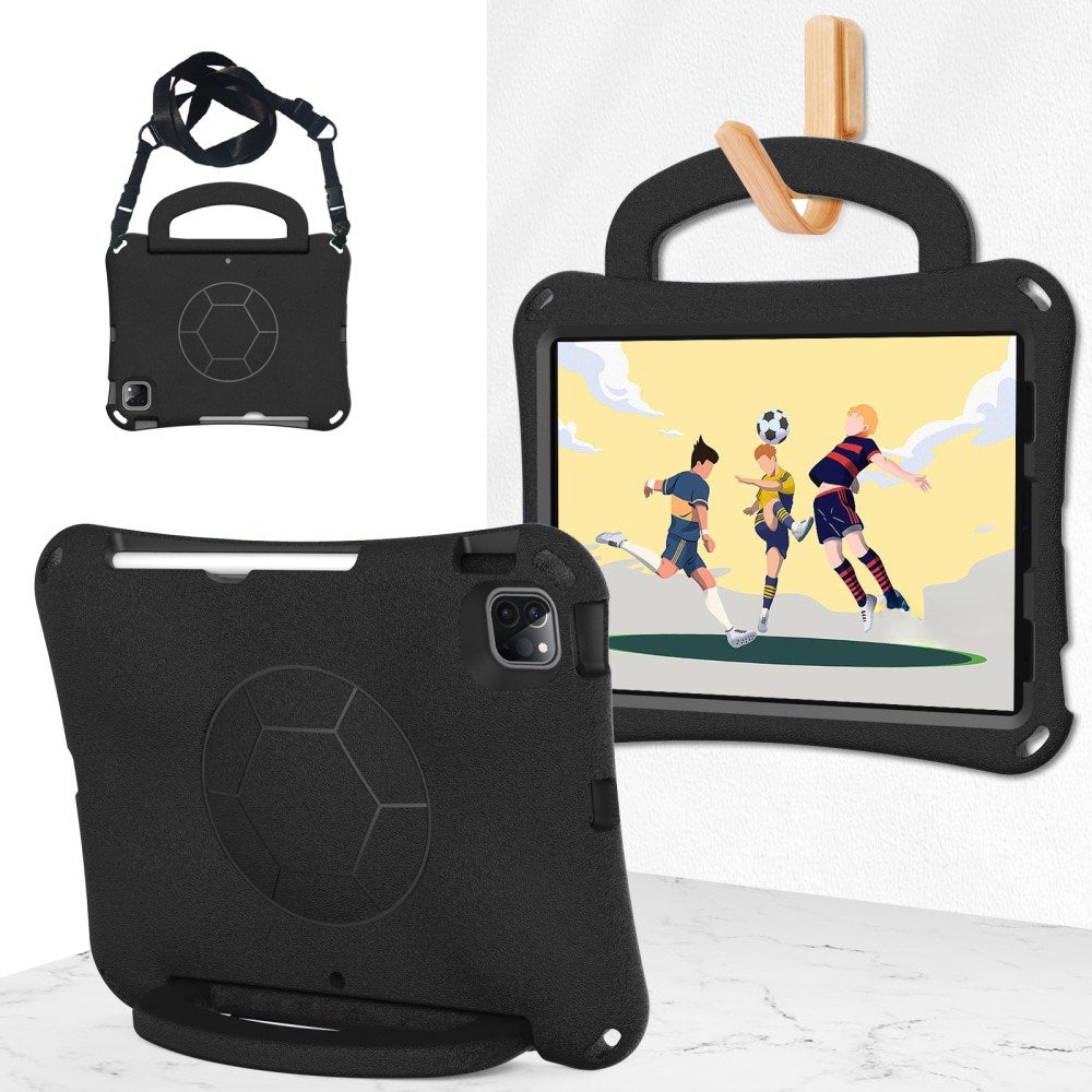 EIDERWOOD iPad Air 10.9" (2022 / 2020) / Pro 11" (2024-2018) Kids Case - Football - Kickstand & Handle - Black