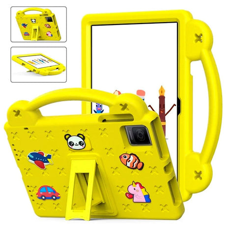 EIDERWOOD TCL Tab 10 Gen 2 / T-Mobile REVVL TAB Kids Case w. Kickstand & Hand Holder - Yellow