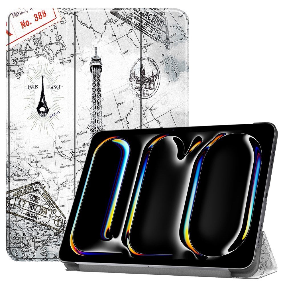 EIDERWOOD iPad Pro 11" (2025 / 2024) Tri-Fold PU Flip Case with Sleep / Wake-up Function - The Eiffel Tower