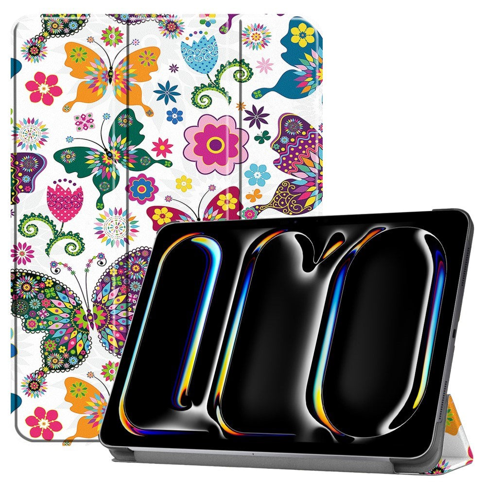 EIDERWOOD iPad Pro 11" (2025 / 2024) Tri-Fold PU Flip Case with Sleep / Wake-up Function - Butterflies