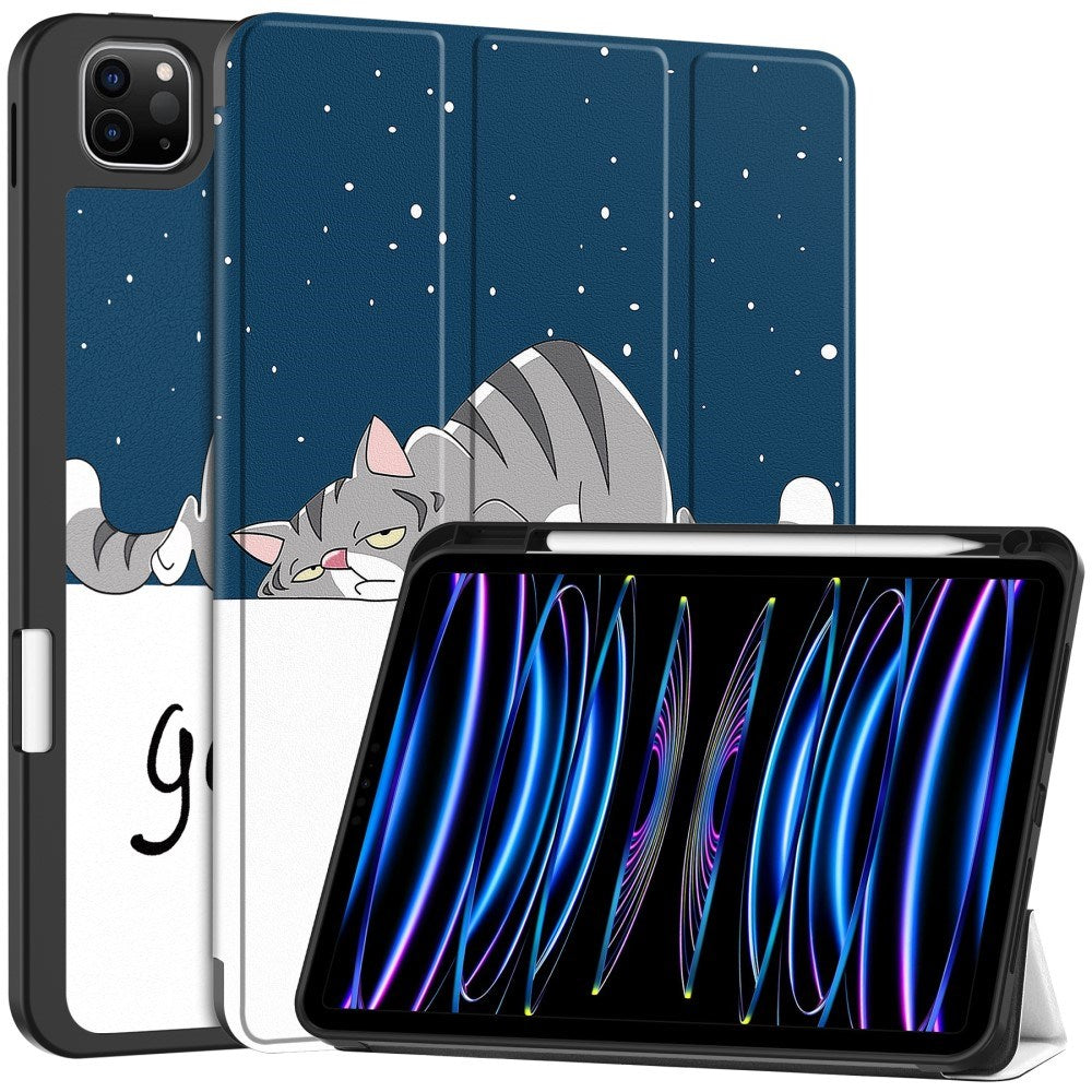 EIDERWOOD iPad Pro 11" (2025 / 2024) Tri-Fold Faux Leather Flip Case w. Wake-up / Sleep Function - Cat