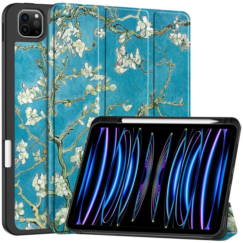 EIDERWOOD iPad Pro 11" (2025 / 2024) Tri-Fold Faux Leather Flip Case w. Wake-up / Sleep Function - Flowers