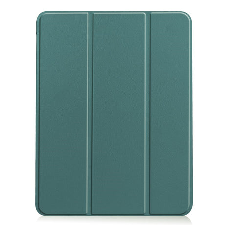 EIDERWOOD iPad Air 11" (2024) Litchi Tri-Fold Leather Flip Case w. Apple Pencil Holder - Green