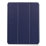 EIDERWOOD iPad Air 11" (2024) Litchi Tri-Fold Leather Flip Case w. Apple Pencil Holder - Dark Blue