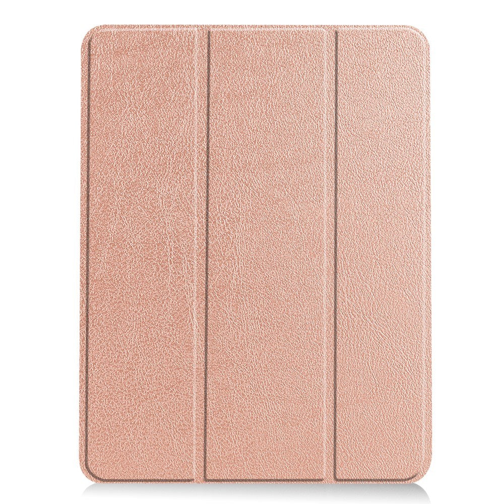 EIDERWOOD iPad Air 11" (2024) Litchi Tri-Fold Leather Flip Case w. Apple Pencil Holder - Rose Gold