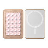 Silicone Suction Cup Mobile Holder with Faux Leather - MagSafe Compatible - Pink