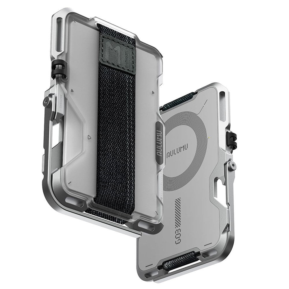 AULUMU Multifunctional Card Holder - MagSafe Compatible - White / Silver