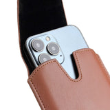 Universal Leather Case for Mobile with Carabiner - Brown (Max Mobile: 170 x 85mm)