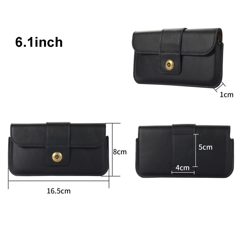 Universal Faux Leather Belt Case for Mobile (Max. Mobile: 150 x 75mm) - Black