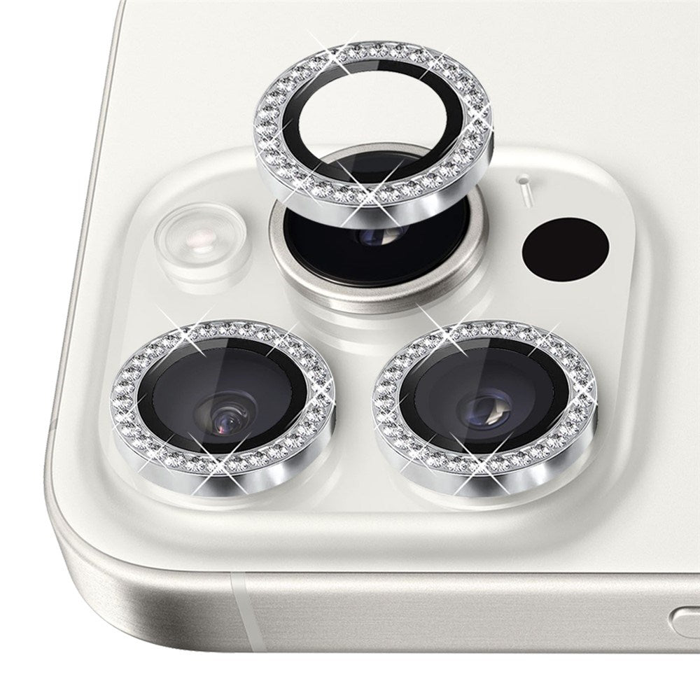 NORTHJO iPhone 16 Pro / 16 Pro Max Camera Lens Protector - Decorative Stones - Silver