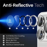 NORTHJO iPhone 16 Pro / 16 Pro Max Camera Lens Protector - Decorative Stones - Silver