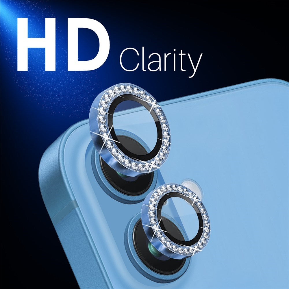 NORTHJO iPhone 16 / 16 Plus Camera Lens Protector - Decorative Stones - Blue
