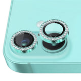 NORTHJO iPhone 16 / 16 Plus Camera Lens Protector - Decorative Stones - Turquoise