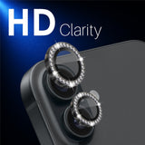 NORTHJO iPhone 16 / 16 Plus Camera Lens Protector - Decorative Stones - Black
