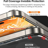 TORRAS iPhone 15 / 14 Pro Full Fit Tempered Screen Protector Glass with Installation Frame - Transparent
