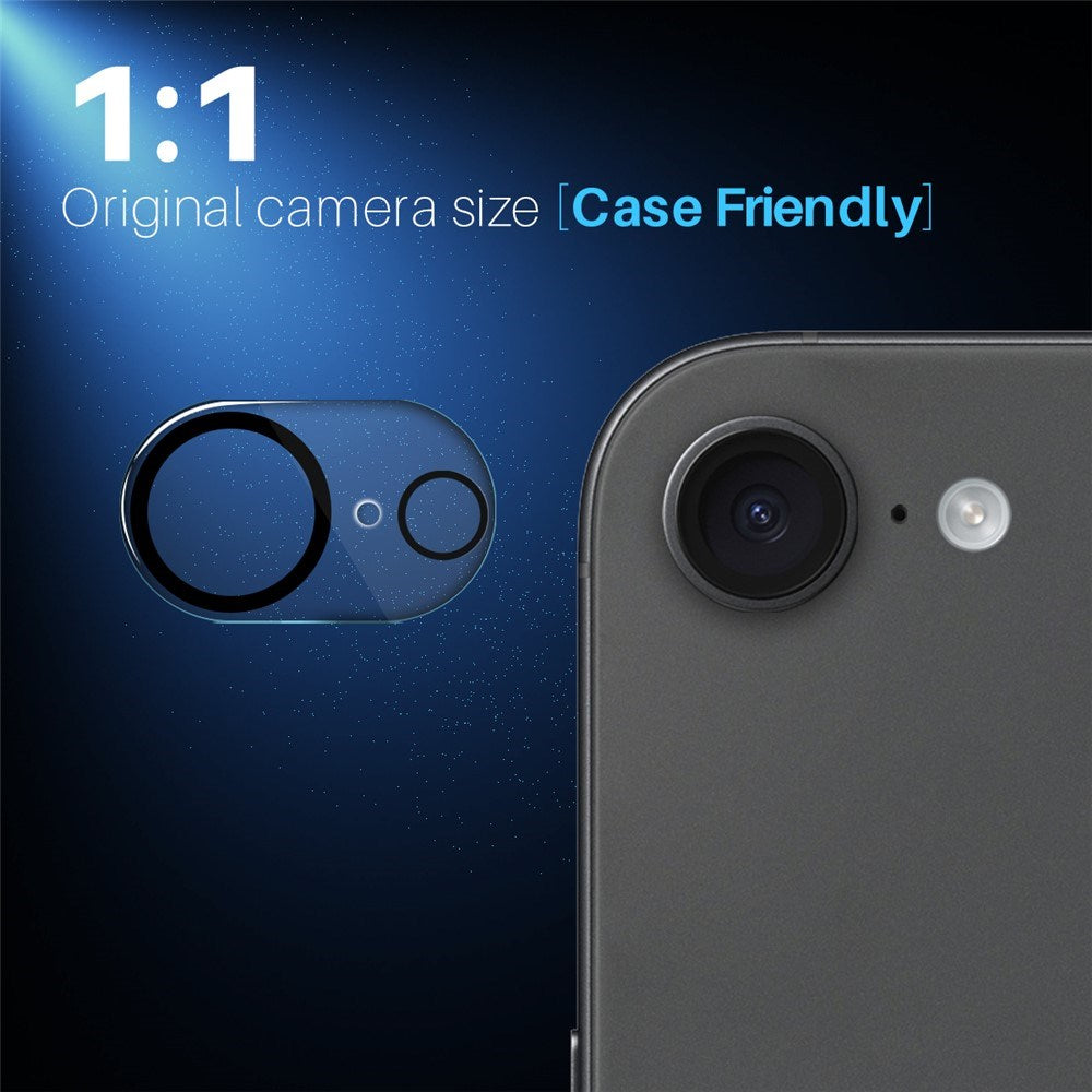 NORTHJO iPhone 16e Tempered Camera Lens Glass - 2 pcs. - Transparent / Black Edge