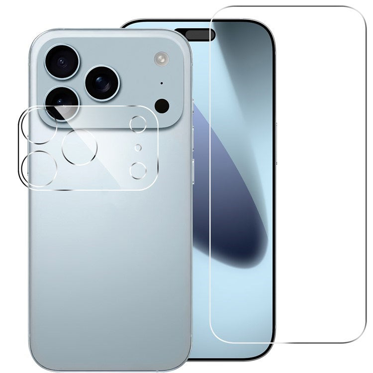 iPhone 17 Pro Max 2-in-1 Protection Set with Tempered Glass Screen Protector & 2 pcs Camera Lens Protection Film - Transparent