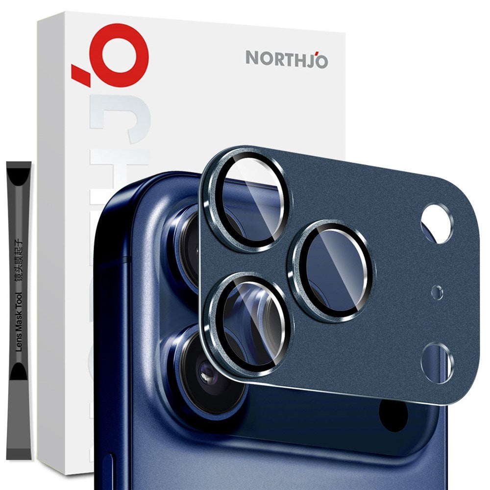 NORTHJO iPhone 17 Pro Camera Lens Protector - Matte Metal & Glass - Blue