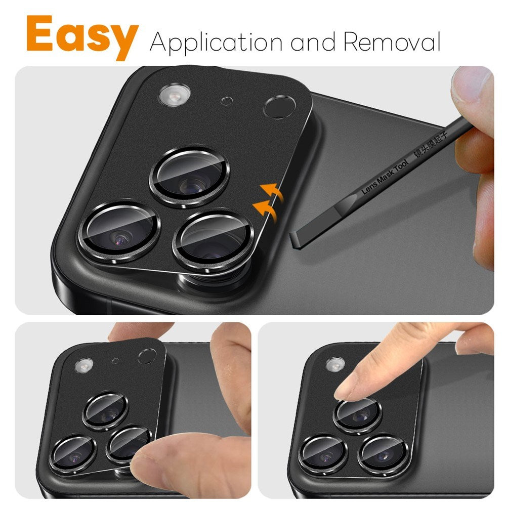 NORTHJO iPhone 17 Pro Max Camera Lens Protector - Matte Metal & Glass - Black