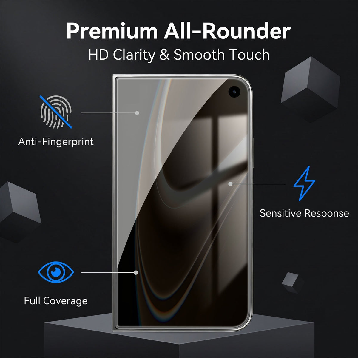 iPhone Duo Screen Protector in Aluminium-Silicon Glass - Privacy Function - Transparent / Black Edge