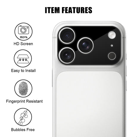 iPhone 18 Pro Max Tempered Camera Lens Protection Glass - Black