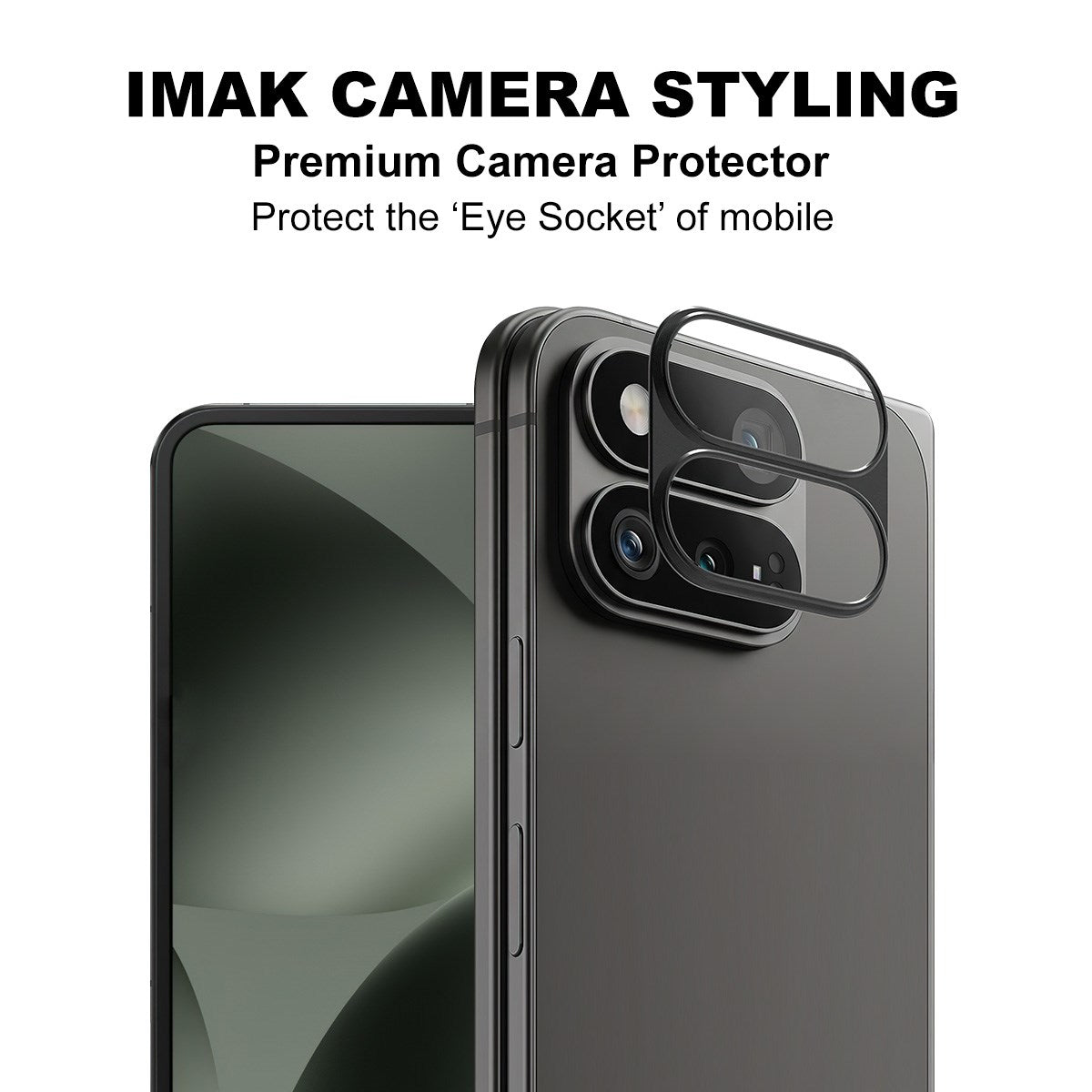 Google Pixel 11 Pro Fold IMAK Camera Protective Glass with Metal Edge - Transparent / Black Edge