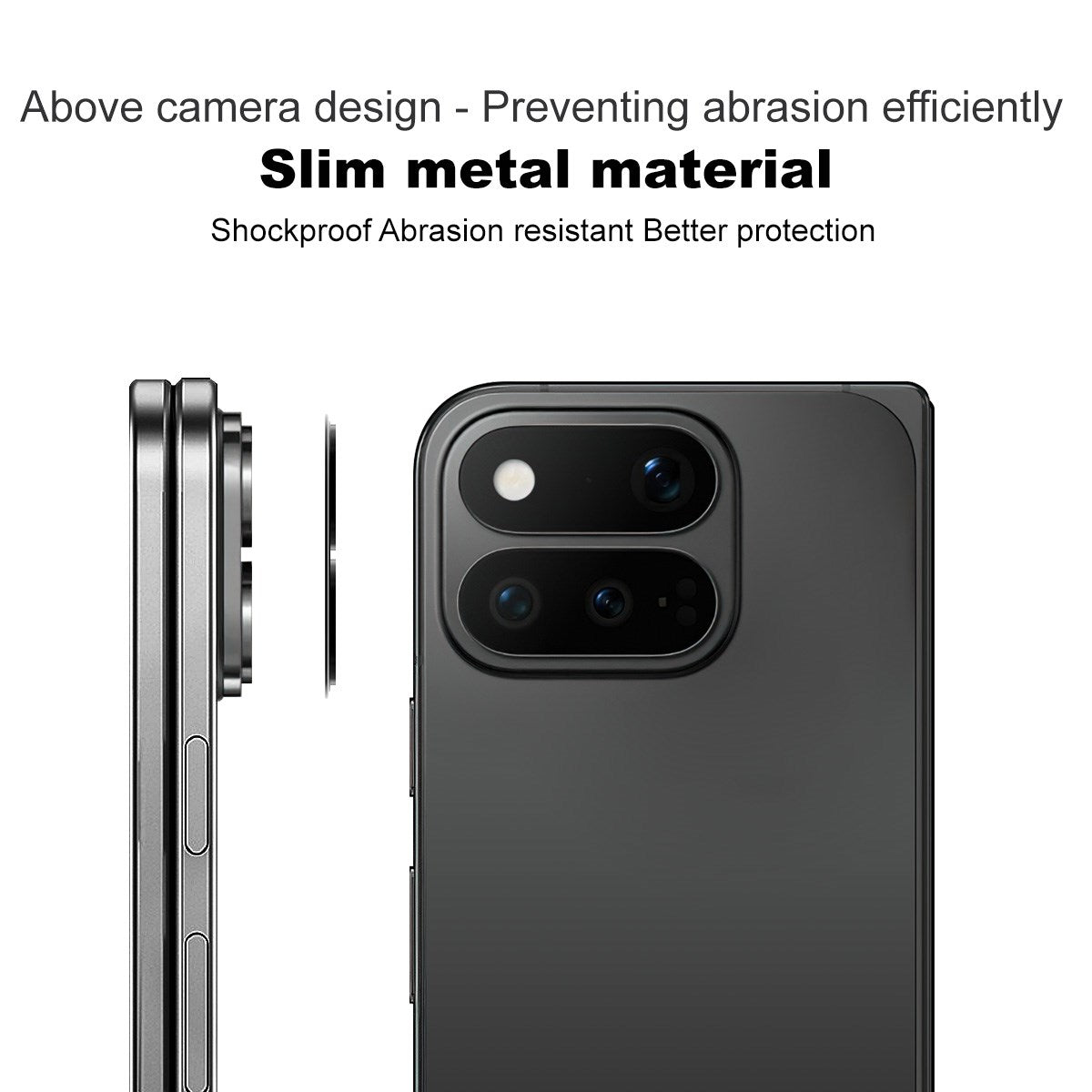 Google Pixel 11 Pro Fold IMAK Camera Protective Glass with Metal Edge - Transparent / Black Edge